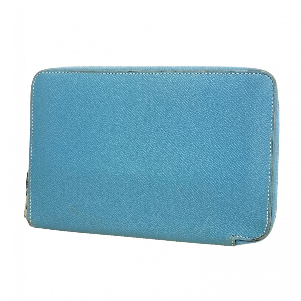 Hermes Azap Combine Long Wallet, Veau Epsom Leather, Blue Jean, □K Stamp, Men...